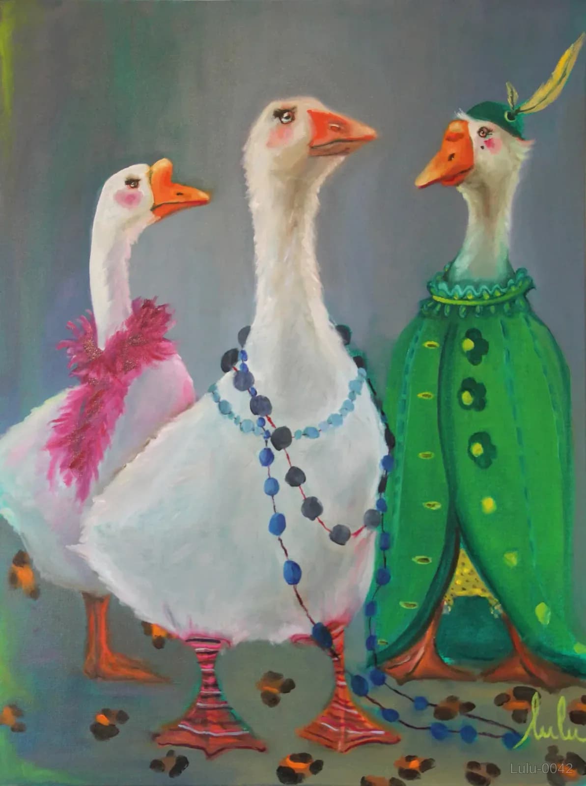 HUILE ANIMAL Les oies de Jeanne